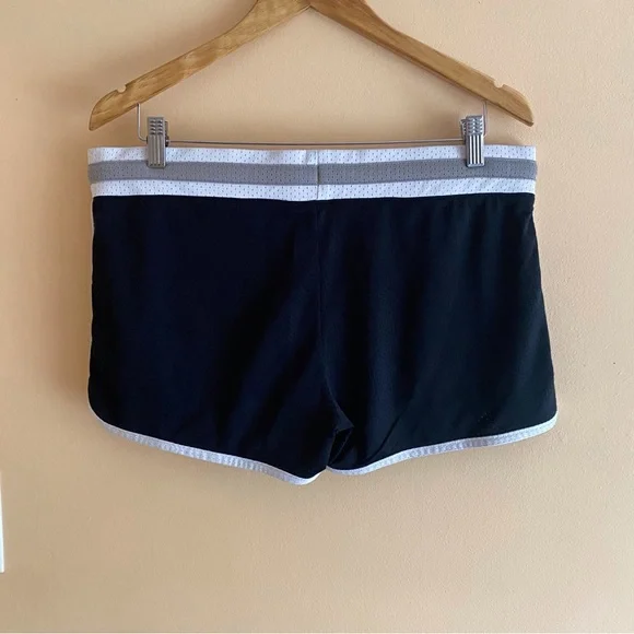 Y2K Nike Black Athletic Shorts White Trim Drawstring Running Gym Activewear - Picture 3 of 14